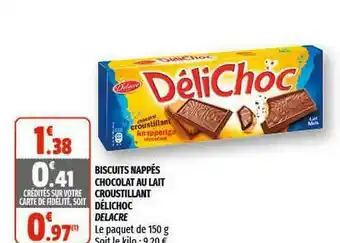 Coccinelle Supermarché Biscuits Nappés Chocolat Au Lait Croustillant Délichoc Delacre offre