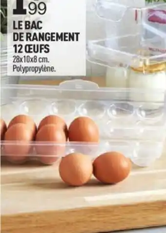 Centrakor LE BAC DE RANGEMENT 12 ŒUFS 28x10x8 cm. Polypropylène. offre