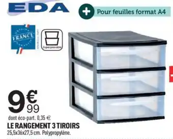 Centrakor LE RANGEMENT 3 TIROIRS 25,5x36x27,5 cm offre