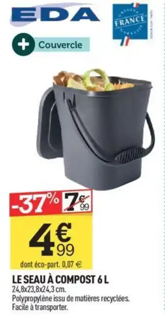 Centrakor LE SEAU À COMPOST 6 L 24,8x23,8x24,3 cm offre