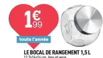 Centrakor LE BOCAL DE RANGEMENT 1,5 L 11,7x16x16 cm. Inox et verre. offre
