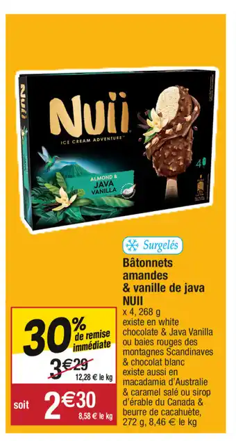 Migros Bâtonnets amandes & vanille de java nuii offre