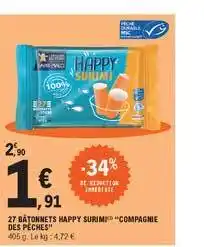 E.Leclerc Express 27 Bâtonnets Happy Surimi "compagnie Des Pêches" offre