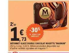 E.Leclerc Express Bâtonnet Glacé Double Chocolat Noisette "magnum" offre
