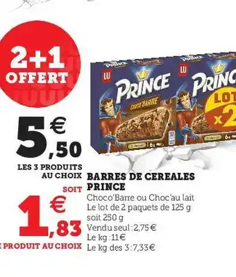 Hyper U Barres De Céréales Prince offre