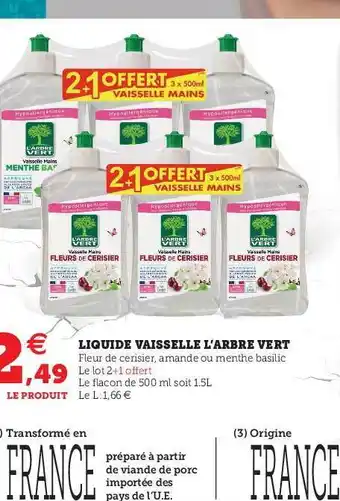 Hyper U Liquide Vaisselle L'arbre Vert offre