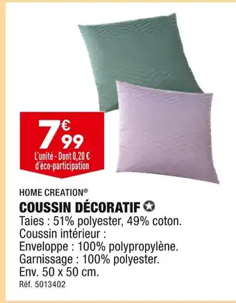 ALDI Home creation coussin décoratif offre