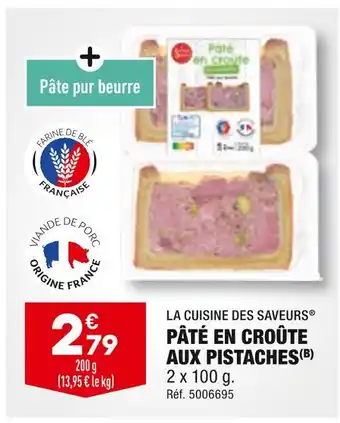 La cuisine des saveurs pâté en croûte aux pistaches