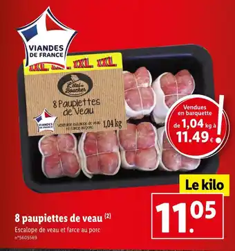 Lidl 8 paupiettes de veau offre