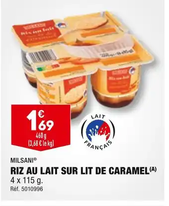 ALDI Milsani riz au lait sur lit de caramel offre