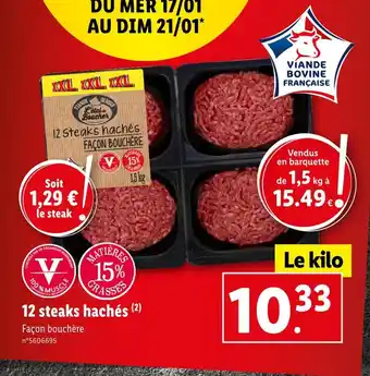 Lidl 12 steaks hachés offre