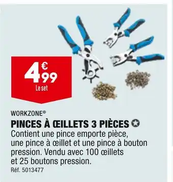 ALDI Workzone pinces à œillets 3 pièces offre