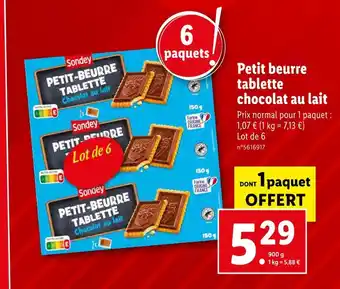 Lidl Sondey petit beurre tablette chocolat au lait offre