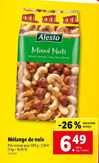 Lidl Alesto mélange de noix offre