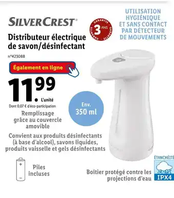 Lidl Silver crest distributeur électrique de savon/désinfectant offre