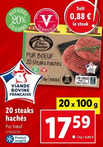 Lidl L'étal du boucher 20 steaks hachés offre