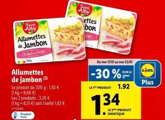 Lidl Saint alby allumettes de jambon offre