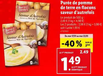 Lidl Harvest basket purée de pomme de terre en flocons saveur d’autrefois offre
