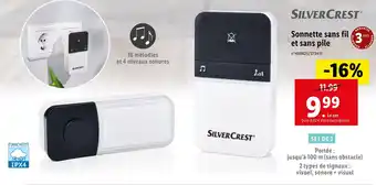 Lidl Silver crest sonnette sans fil et sans pile offre