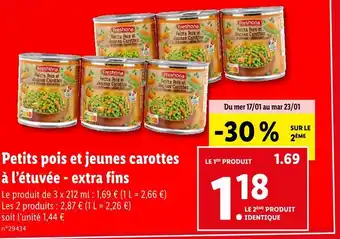 Lidl Freshona petits pois et jeunes carottes à l’étuvée - extra fins offre