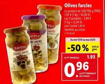 Lidl Baresa olives farcies offre