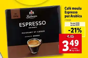 Lidl Bellarom café moulu espresso pur arabica offre
