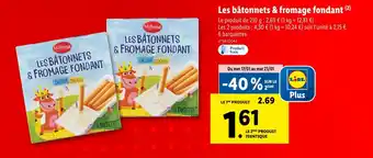 Lidl Milbona les bâtonnets & fromage fondant offre