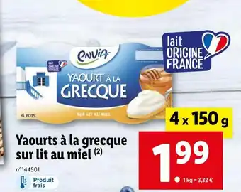 Lidl Envia yaourts à la grecque sur lit au miel offre