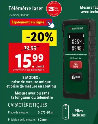 Lidl Parkside télémètre laser offre