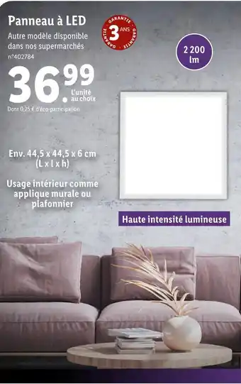 Lidl Livarno panneau à led offre