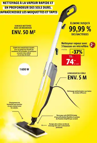 Lidl Kärcher nettoyeur vapeur avec 3 housses en microfibre offre