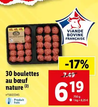 Lidl 30 boulettes au bœuf nature offre