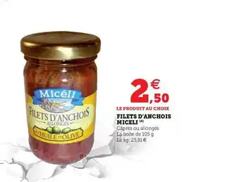 Hyper U Filets D'anchois Miceli offre
