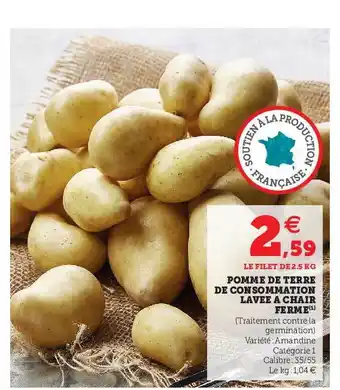 Hyper U Pomme De Terre De Consommation Lavée à Chair Ferme offre