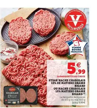 Hyper U Steak Haché Charolais 15% De Matière Grasse Bigard offre