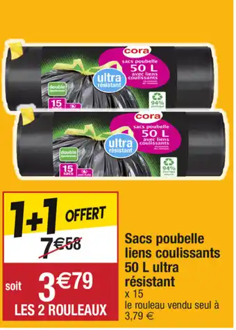 Migros Sacs poubelle liens coulissants 50 L ultra offre