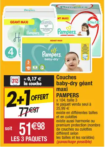 Migros Couches baby-dry géant maxi offre