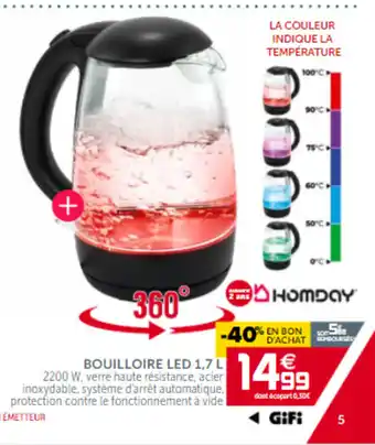 Gifi Bouilloire Ked 1.7 L offre
