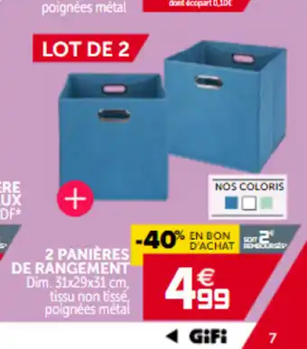 Gifi 2 Paniéres De Rangement offre