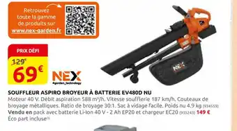 Rural Master SOUFFLEUR ASPIRO BROYEUR À BATTERIE EV480D NU offre
