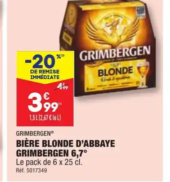 ALDI BIÈRE BLONDE D'ABBAYE GRIMBERGEN BLONDE offre