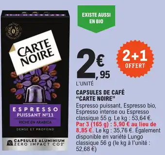 E.Leclerc Express CAPSULES DE CAFÉ CARTE NOIRE offre
