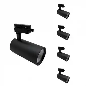 Bricomarché Spot led sur rail 30w 60° monophasé noir (pack de 5) - blanc chaud 2300k - 3500k - silamp offre