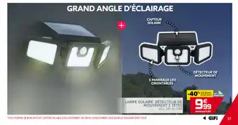 Gifi Lampe Solaire Détecteur De Mouvement 3 Tétes offre