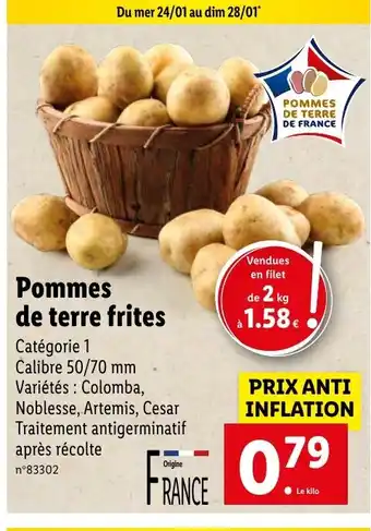 Lidl Pommes de terre frites offre