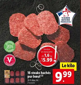 Lidl 16 steaks hachés pur bœuf (2) offre