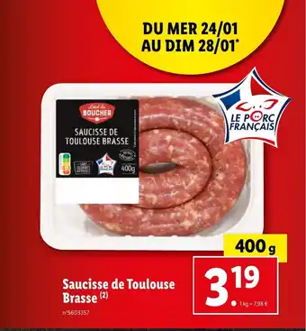 Lidl Saucisse de Toulouse Brasse (2) offre
