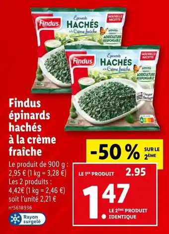 Lidl Findus épinards hachés à la crème fraîche offre