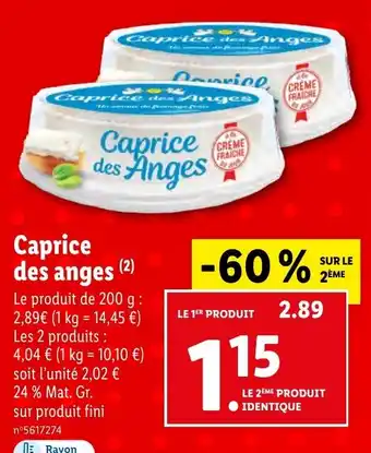 Lidl Caprice des anges offre