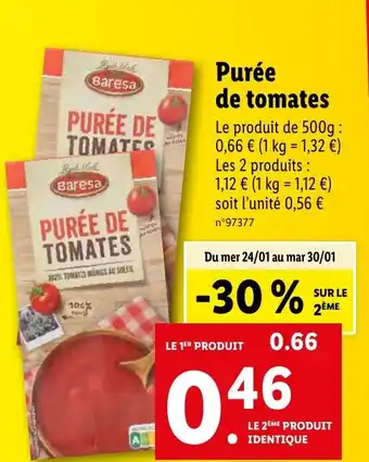 Lidl Purée de tomates offre